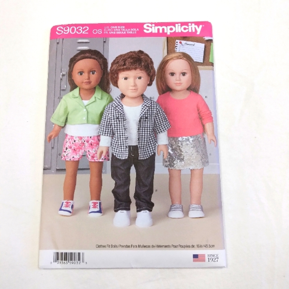 Simplicity S9032 skirt, pants, shorts, 2 tops, 2 shirts fits AGD
